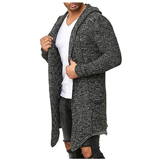 Redbridge cardigan lungo asimmetrico oversized giacca con cappuccio uomo manica lunga nero xl