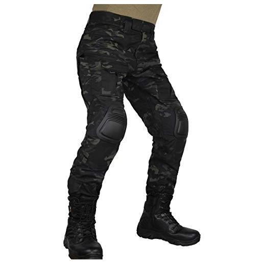 zuoxiangru pantaloni tattici multicam da uomo pantaloni multitasche militari camo outdoor airsoft da combattimento pantaloni da caccia con ginocchiere (aymch, tag 38)