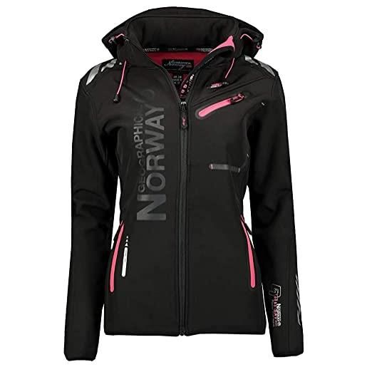 Geographical Norway reine lady - giacca/softshell donna giacca antivento resistente e impermeabile - giacca con cappuccio outdoor, nero / rosa, m