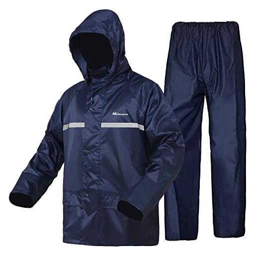 WCBDUT set di giacca e pantaloni impermeabili in nero, blu navy da uomo o donna, nero , xl