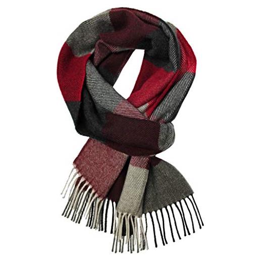 Rotfuchs sciarpa invernale in volpe rossa e plaid caldo alla moda combinazioni di colori multipli lana 180 x 30 cm made in germany (rosso)