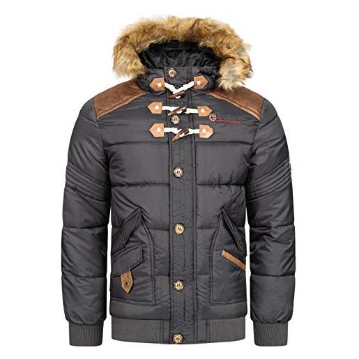Geographical Norway - giacca invernale da uomo, trapuntata, parka belphegor (grigio scuro, l)