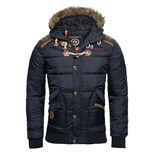 Geographical Norway - giacca invernale da uomo, trapuntata, parka belphegor (blu marino, xxl)