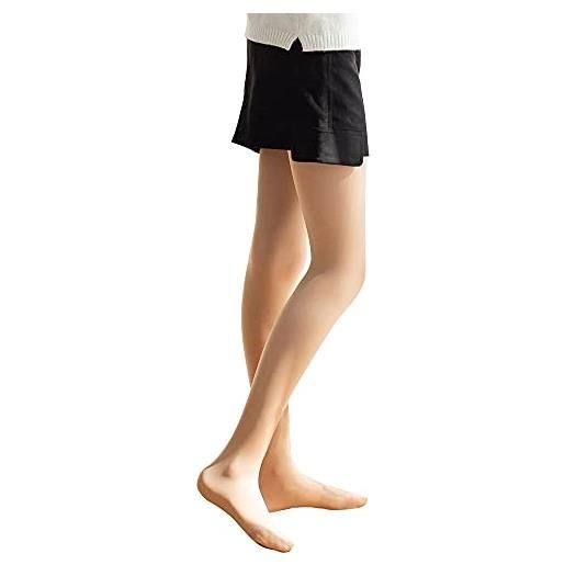 Feifei's bow - collant in pile termico elasticizzato da donna, extra spessi, caldi, invernali, con doppia fodera, nudo con pile, taglia unica