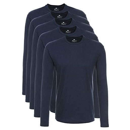 Lower East le133, maglietta a maniche lunghe uomo, nero/blu (fumo)/blu (reale)/grigio (chiaro mélange)/bianco, s