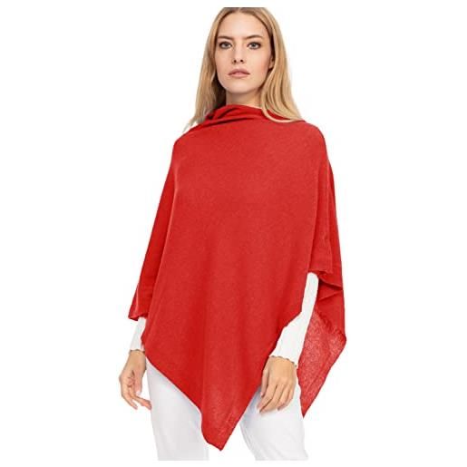 Marine Cashmere - poncho in misto cashmere da donna, delicato e morbido filato in cashmere, made in italy (grigio)