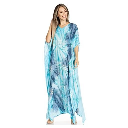 Sakkas 2019 - pilar petit abito caftano caftano da spiaggia casual lungo da donna a maniche corte - 12-turquoise. Blue - os