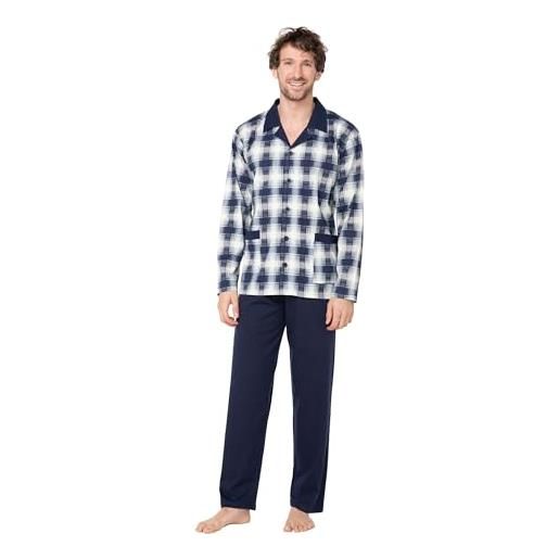 e.VIP ® pigiama da uomo oskar 200 in 100% cotone, blu marino, xxl