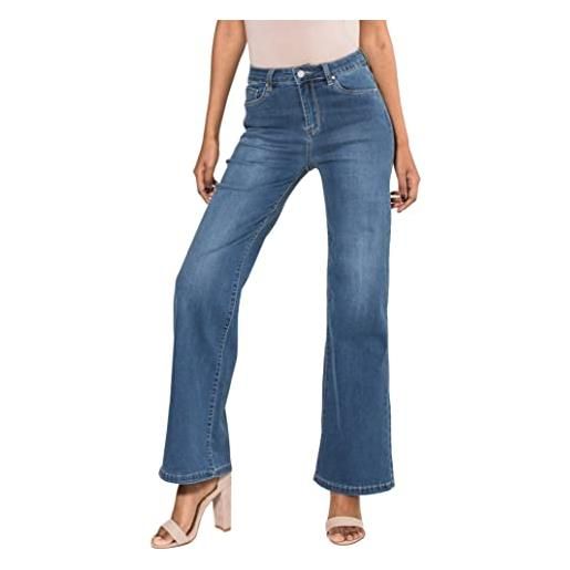 Nina Carter p080 jeans da donna flared bootcut jeans a vita alta, azzurro (p080-5), m