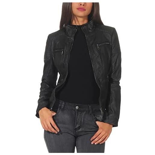 malito more than fashion malito donna giacca biker similpelle giacca sakko blazer 5179 (nero, l)
