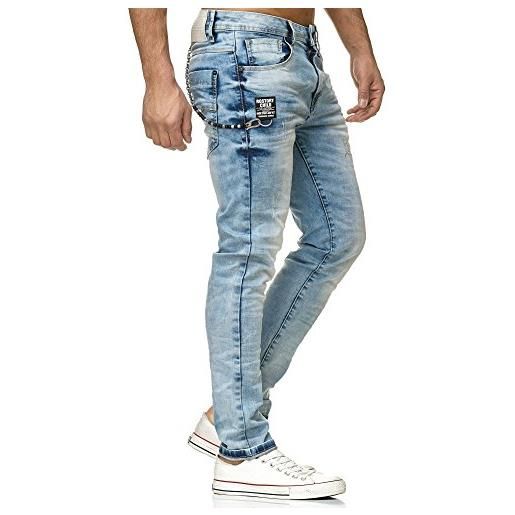 Redbridge uomo denim jeans ice blu slim strappati moda casuale pantaloni