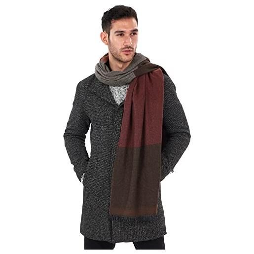 LOVARZI sciarpe da uomo a righe - sciarpa marrone uomo invernali in lana - made in italy