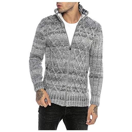 Redbridge cardigan da uomo maglione felpa con collo alto giacca invernale con cerniera grigio scuro m