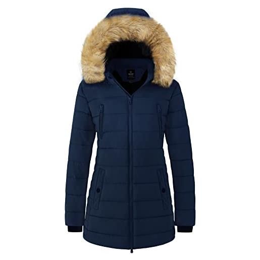 Wantdo giacca in cotone a vento cappotto con cappuccio overcoat work winter giaccone slim fit donna vino rosso xl
