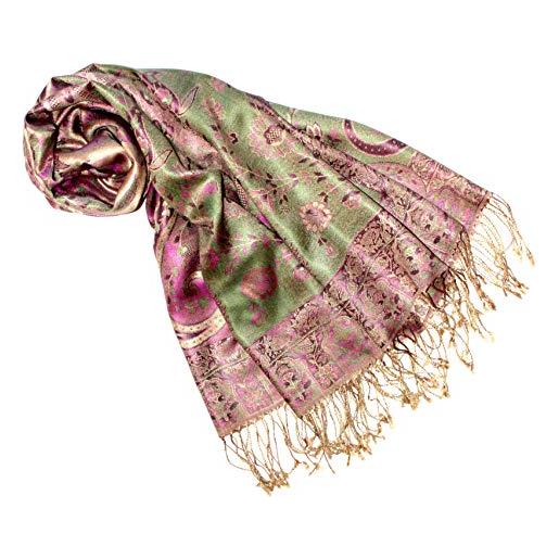 Lorenzo cana pashmina - sciarpa in tessuto jacquard, 100% seta, motivo paisley, in seta pashmina, multicolore, 70 x 190 cm, blu/gris. , taglia unica