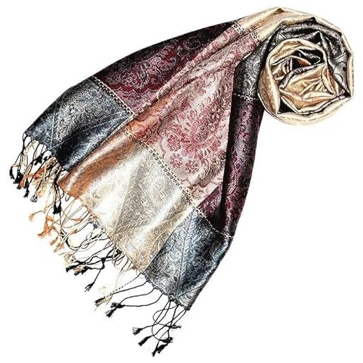 Lorenzo cana pashmina - sciarpa in tessuto jacquard, 100% seta, motivo paisley, in seta pashmina, multicolore, 70 x 190 cm, bunt, taglia unica