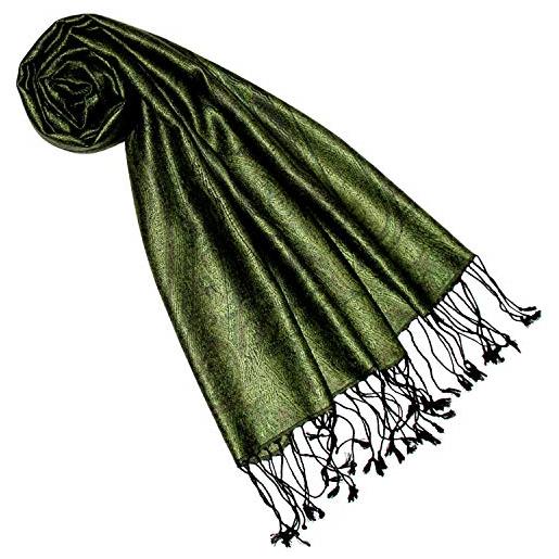Lorenzo cana pashmina - sciarpa in tessuto jacquard, 100% seta, motivo paisley, in seta pashmina, multicolore, 70 x 190 cm, oro caffè, taglia unica