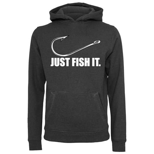 Baddery regali da pescatore per uomo: maglione fish it - felpa con cappuccio da uomo - abbigliamento da pesca accessori, carbone, l