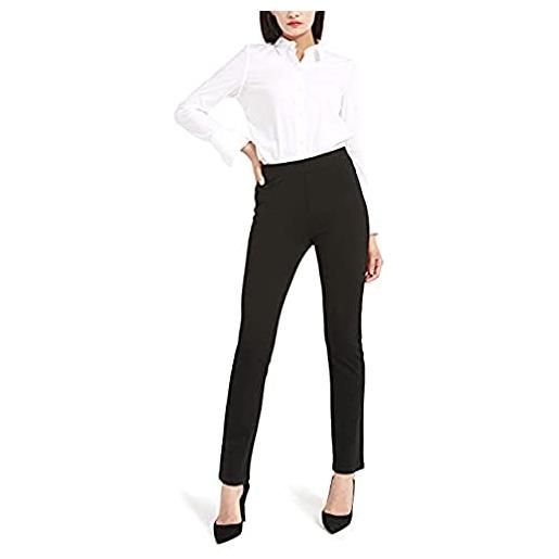 Bamans pantaloni eleganti donna neri con due tasche, elastico straight tuta pants per casual, ufficio (nero, xx-large)