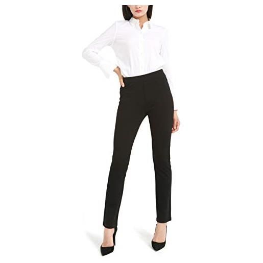 Bamans pantaloni eleganti donna neri con due tasche, elastico straight tuta pants per casual, ufficio (nero, large)