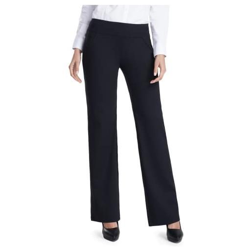 Bamans pantaloni eleganti donna neri con due tasche, elastico straight tuta pants per casual, ufficio (nero, medium)