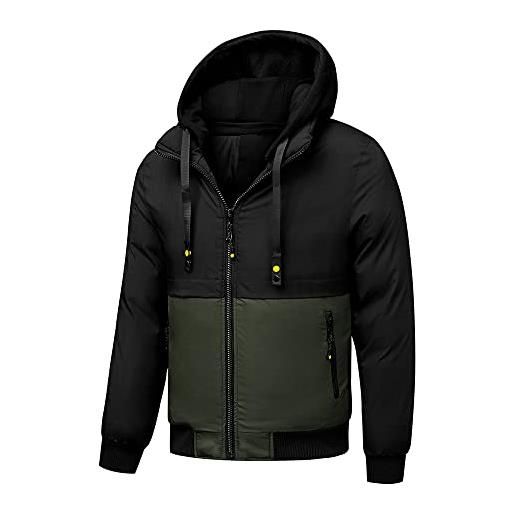 TONY BACKER giubbotto jacket giacca uomo invernale con cappuccio, giubbino giacchetto uomo giubbini giubbotti invernali caldo antivento (verde, 6xl)