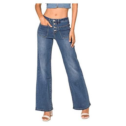 Nina Carter - jeans da donna flared bootcut, a vita alta, p139, effetto vintage, nero (p187-1), m