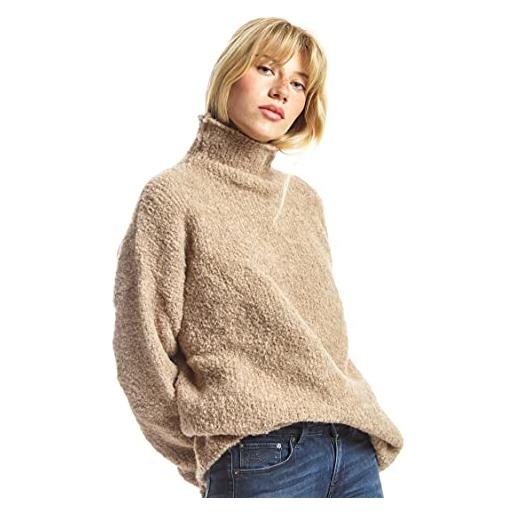 ETERKNITY - maglione donna a dolcevita in misto lana morbida, beige, m
