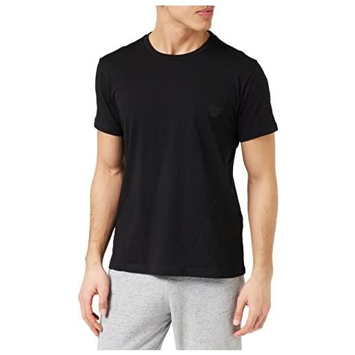 Emporio Armani maglietta da uomo eagle patch crew neck t-shirt, nero, s