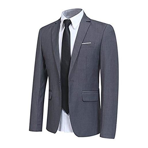 Allthemen blazer da uomo slim fit formale giacca da abito one button monopetto casual tuxedo suit giacche smart blazer grigio xl