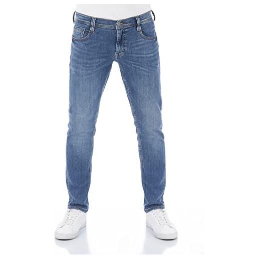 Mustang jeans da uomo oregon tapered fit stretch denim pantaloni 99% cotone blu grigio nero w30 - w40, denim nero (883). , 33w x 32l