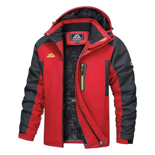 TACVASEN uomo giacca sci pile fodera giacche invernali escursionismo giacca impermeabile vento montagna cappotti caldi con cappuccio staccabile (s, caffè)