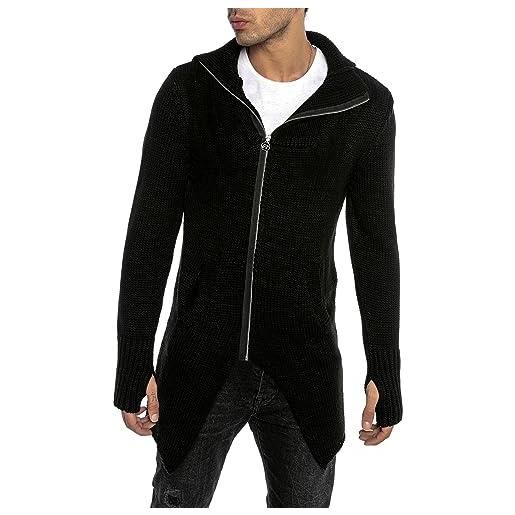 Redbridge cardigan da uomo giacca lunga con cappuccio cappotto in cotone nero xl