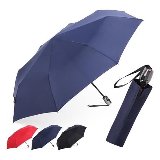 Knirps ombrello tascabile t duomatic black edition - pieghevole - antitempesta - on to automatico - antivento, blu navy, 100