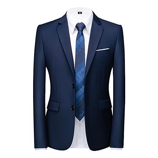 KUDORO giacca da uomo giacca giacca da uomo vestibilità regolare casual monopetto due bottoni cappotto sportivo giacca solida per matrimonio, blu, xs