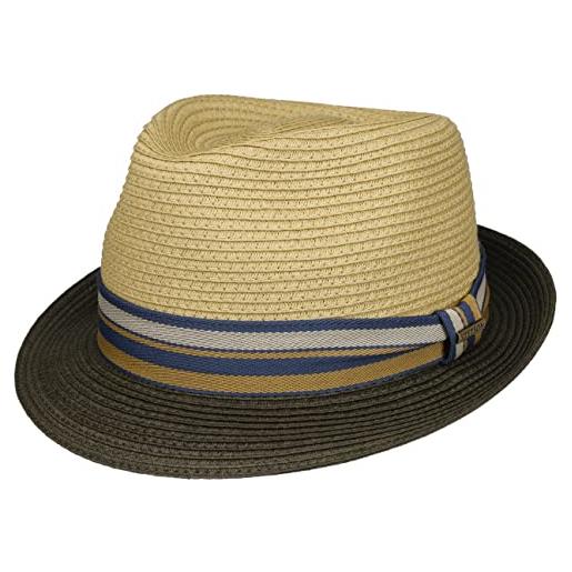 Stetson cappello di paglia licano toyo trilby donna/uomo - cappelli da spiaggia sole con nastro in grosgrain primavera/estate - xxl (62-63 cm) blu