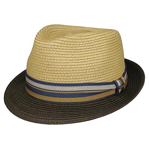 Stetson licano trilby cappello di paglia uomo 100% paglia toyo protezione uv 40+ fascia gros-grain primavera estate