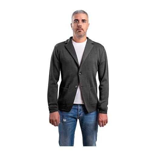 CLASSE77 blazer giacca jacket da uomo slim fit in lana - punto di cucitura milano - artigianale, made in italy - casual, classica sportiva (m, blu scuro)
