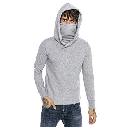 Redbridge felpa con cappuccio da uomo maglione con collo alto in cotone grigio m