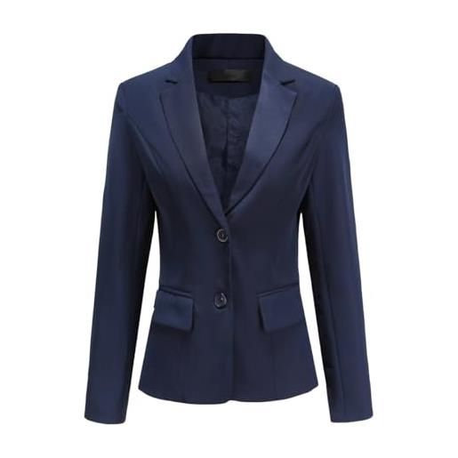 YYNUDA - giacca da donna a maniche lunghe, casual, da lavoro, stile formale, elegante, slim fit nero l