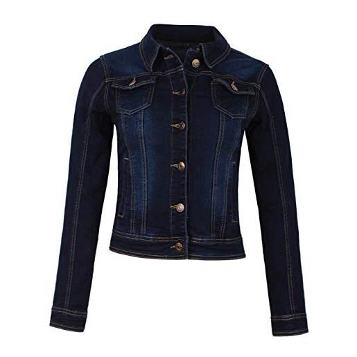 Fraternel giacca di jeans donna blouson denim stretch blu scuro taglia: s