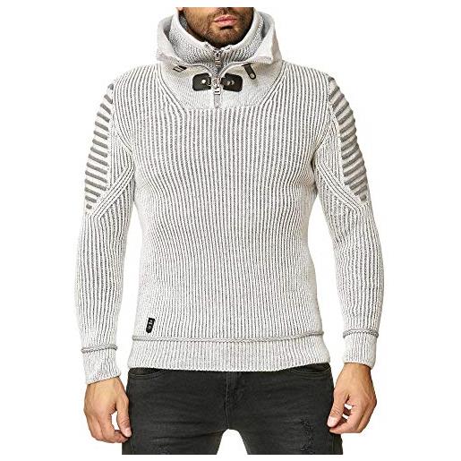 Redbridge maglione invernale da uomo pullover lavorato a maglia felpa con collo alto e cerniera grigio s