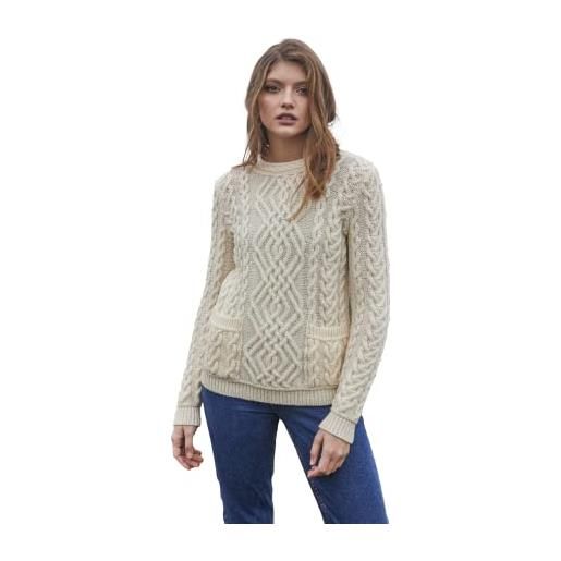 SAOL maglione girocollo in maglia di lana a trecce (marina militare, xs)