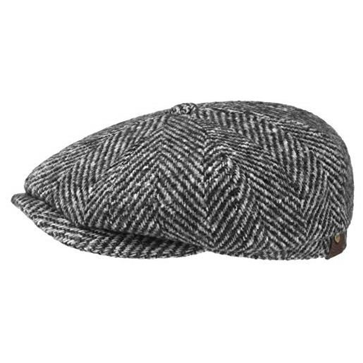 Stetson hatteras berretto con visiera - pregiato berretto unisex - 100% lana vergine - coppola con fodera in cotone - cappello in lana autunno/inverno nero 63 cm