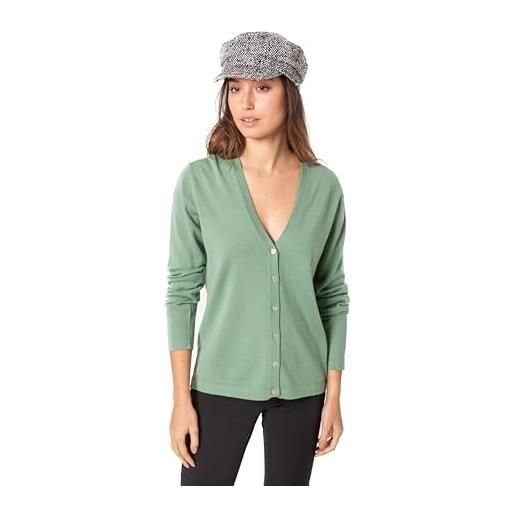 ETERKNITY - cardigan per donna in lana merino, verde muschio, l
