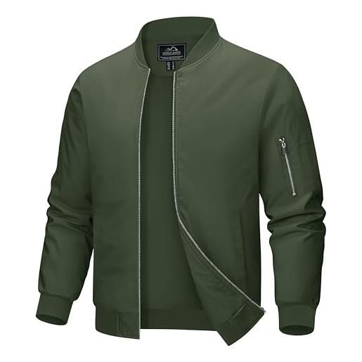 MAGCOMSEN - giacca militare da uomo da combattimento militare, da uomo, con chiusura a cerniera, xl, colore verde militare