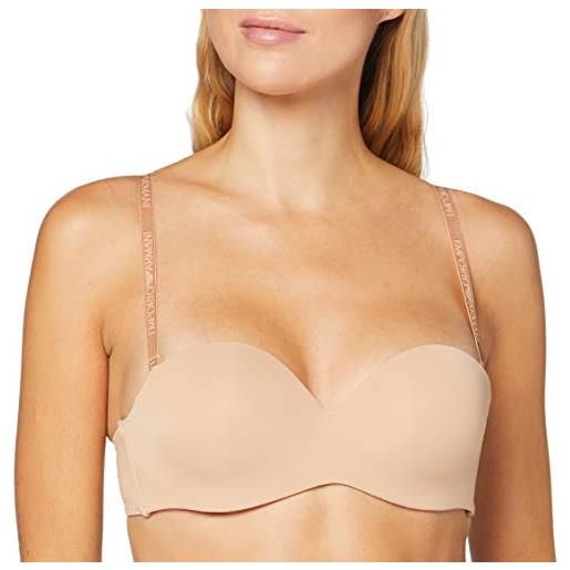 Emporio Armani bandeau strapless custom fit bra basic bonding microfiber, reggiseno con coppe modellate donna, rosa (nude pink), 34a