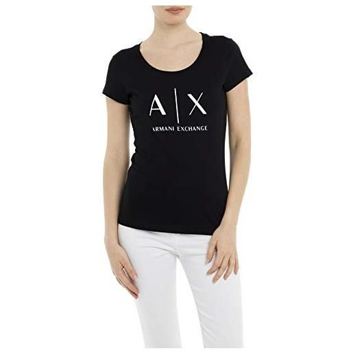 Armani exchange strass logo maglietta a maniche corte da donna, nero (black 1200), s