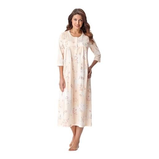 DOROTA classica camicia da notte per signora/elegante camicia da notte premaman in deliziosi colori pastello in 100% cotone, ecru, xl (48)