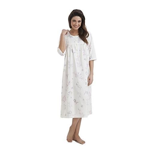 DOROTA classica camicia da notte per signora/elegante camicia da notte premaman in deliziosi colori pastello in 100% cotone, ecru, 3xl (52)